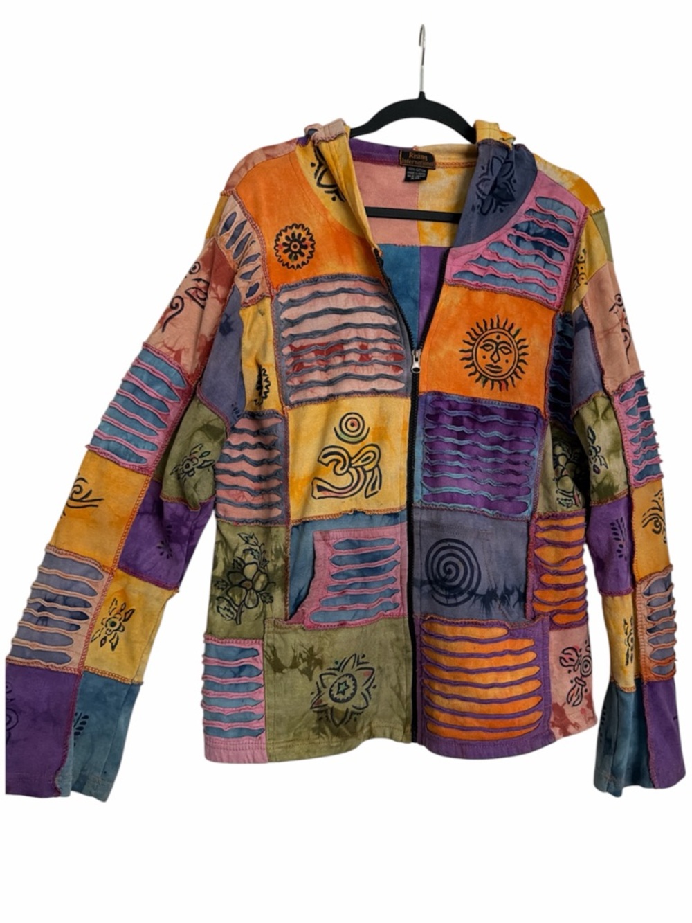 Rising International Multicolor Patchwork Hooded Zip Jacket